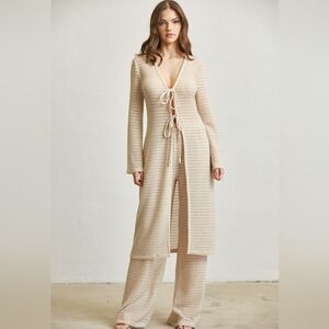 Rich Look Knit Maxi Top & Pants Set- Natural